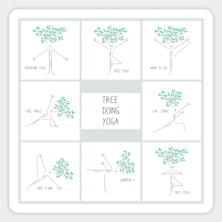 Yoga sequences illustration with tree character Magnet